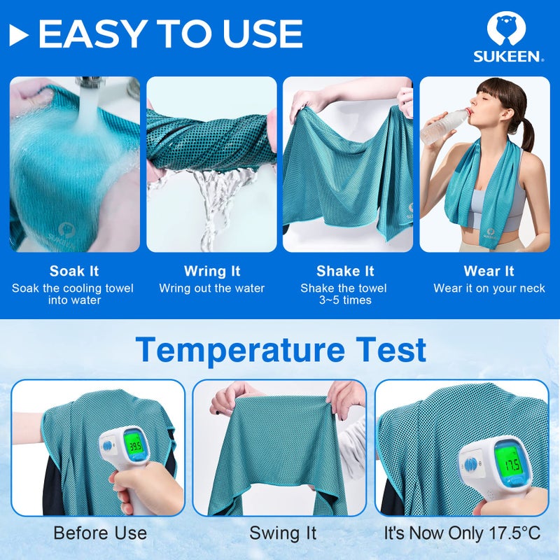 Sukeen 4 Pack Cooling Towels (40"x12"),Ice Towel,Soft Breathable Chilly Towel,Microfiber Towel for Yoga,Sport,Running,Gym,Workout,Camping,Fitness,Workout & More Activities - Image 4